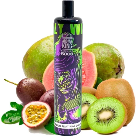 Безнікотинова Одноразова Електронна Сигарета Aroma King Dark Knight Passion Fruit Kiwi Guava (Маракуя Ківі Гуава) (5000 Затяжок)